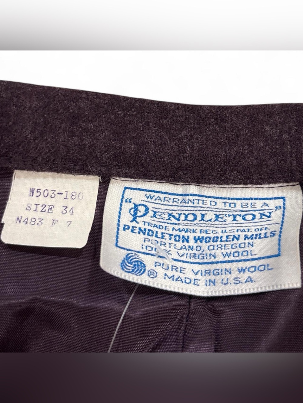 Vintage wool Pendleton pencil skirt in eggplant purple